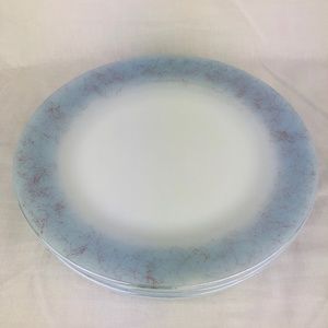 Four Federal Glass 9-inch Salad Plate Scribbles